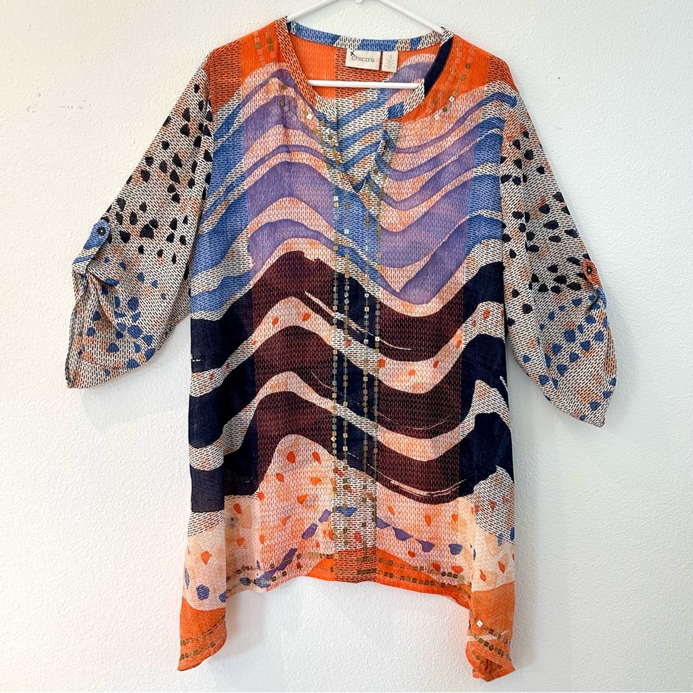 Chico’s multicolor embellished tunic - Size 3 (L/XL)